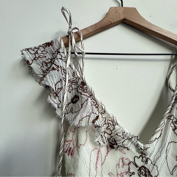 Aritzia Wilfred Lelaina Mini Dress Mauve Mousse Java Embroidered Floral Flounce - Picture 6 of 15